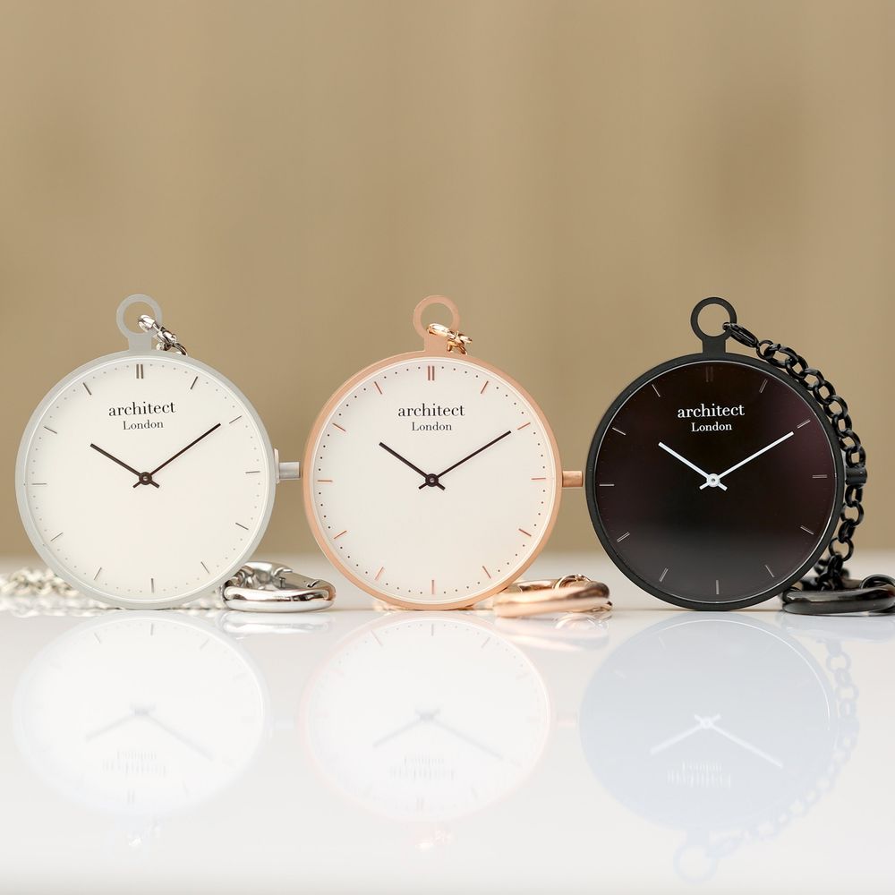 Modern Pocket Watch Silver - Modern Font Engraving