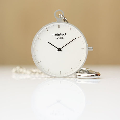 Load image into Gallery viewer, Modern Pocket Watch Silver - Modern Font Engraving
