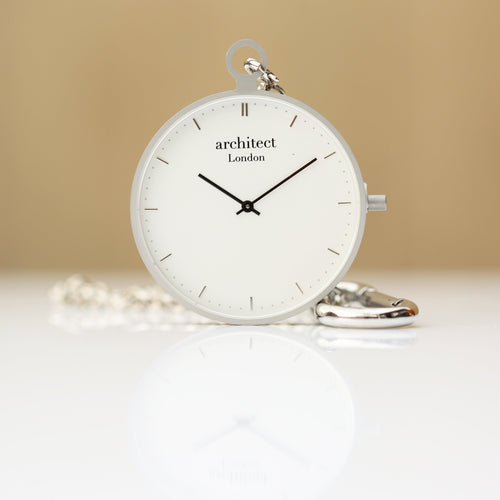 Load image into Gallery viewer, Modern Pocket Watch Silver - Modern Font Engraving
