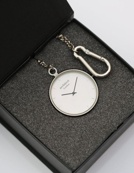 Modern Pocket Watch Silver - Modern Font Engraving