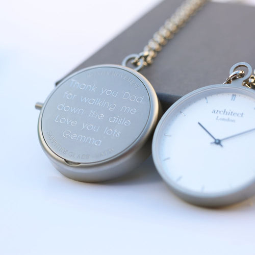 Load image into Gallery viewer, Modern Pocket Watch Silver - Modern Font Engraving
