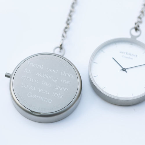 Load image into Gallery viewer, Modern Pocket Watch Silver - Modern Font Engraving
