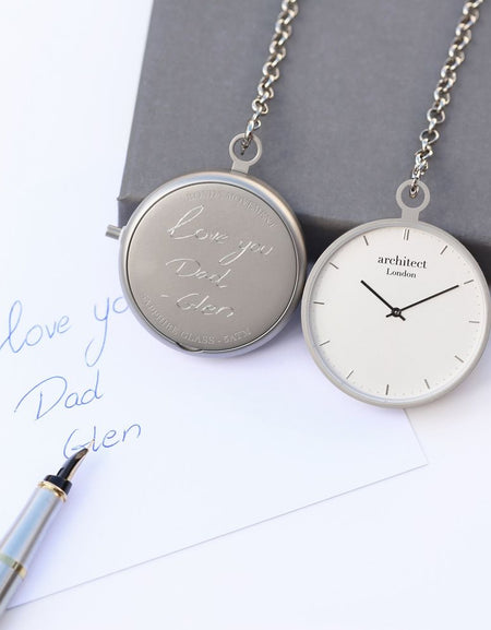 Modern Pocket Watch Silver - Handwriting Engraving