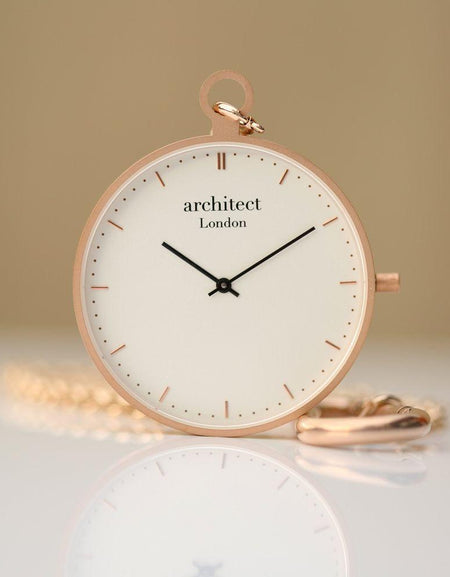 Modern Pocket Watch Rose Gold - Modern Font Engraving