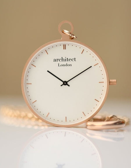 Modern Pocket Watch Rose Gold - Modern Font Engraving