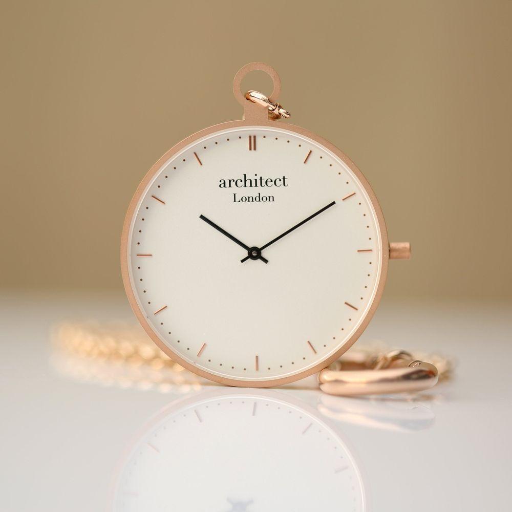 Modern Pocket Watch Rose Gold - Modern Font Engraving