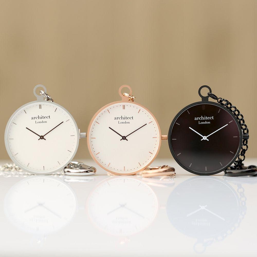 Modern Pocket Watch Rose Gold - Modern Font Engraving