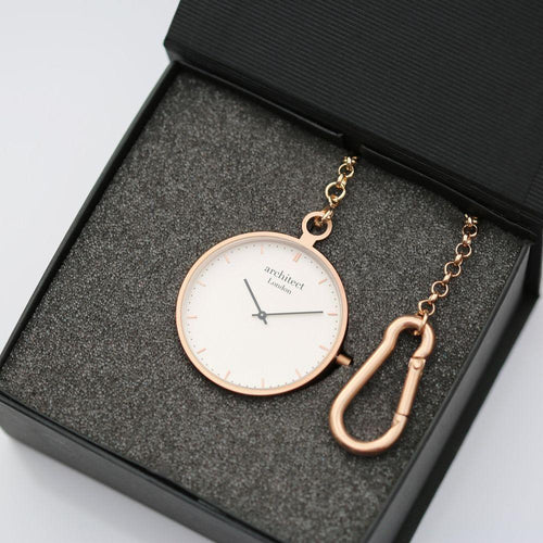 Load image into Gallery viewer, Modern Pocket Watch Rose Gold - Modern Font Engraving
