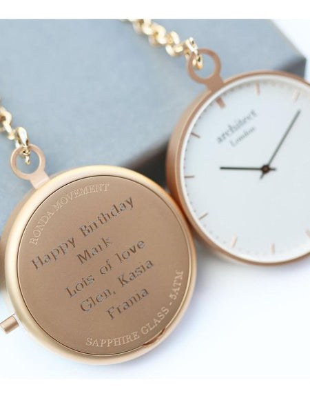 Modern Pocket Watch Rose Gold - Modern Font Engraving