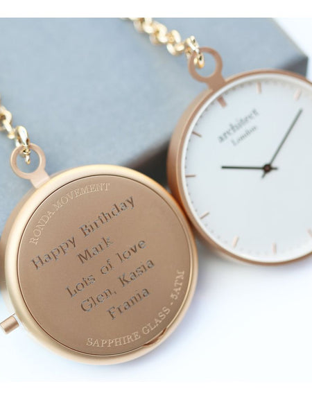Modern Pocket Watch Rose Gold - Modern Font Engraving