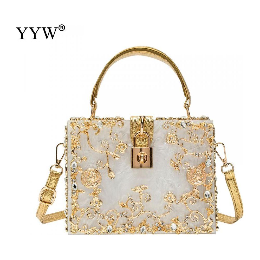 Acrylic Handbags Women 2022 Fashion Flower Shoulder Bags Evening Party