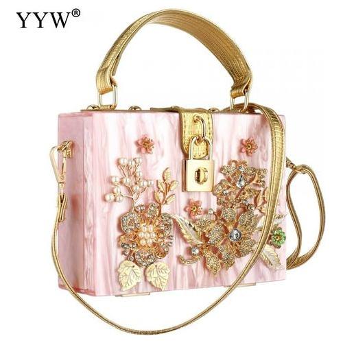 Acrylic Handbags Women 2022 Fashion Flower Shoulder Bags Evening Party