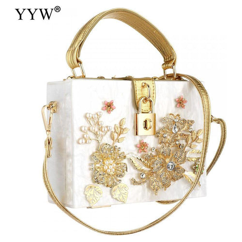 Load image into Gallery viewer, Acrylic Handbags Women 2022 Fashion Flower Shoulder Bags Evening Party
