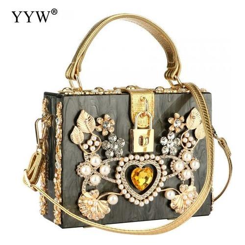 Acrylic Handbags Women 2022 Fashion Flower Shoulder Bags Evening Party