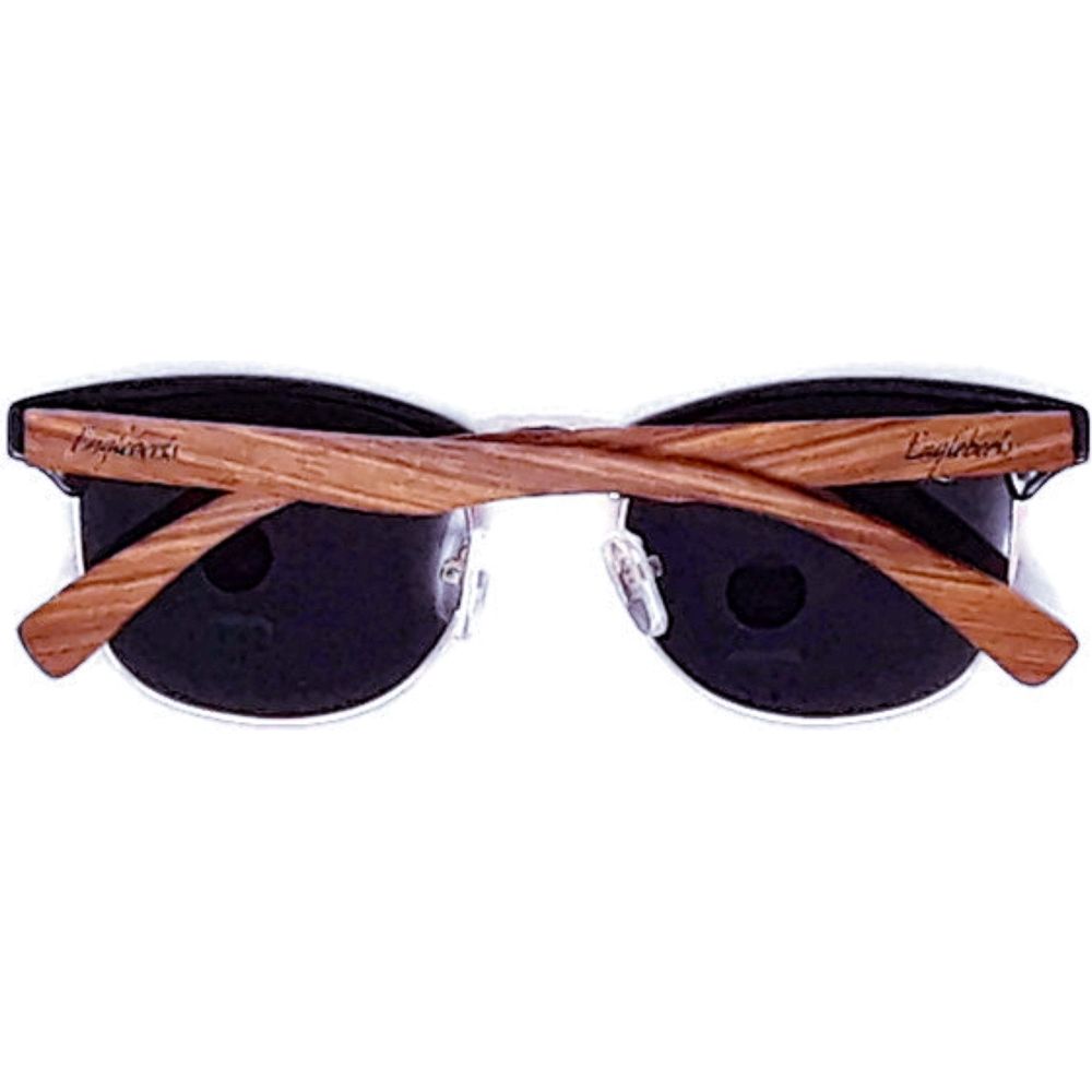 Real Walnut Wood Club Style Sunglasses, Polarized Lenses