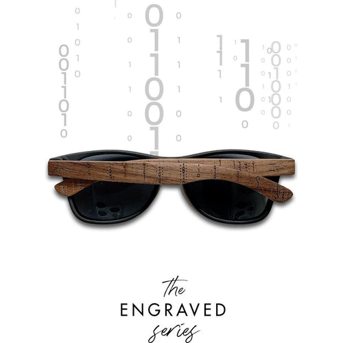 Load image into Gallery viewer, Eyewood | Engraved wooden sunglasses - Binary-1
