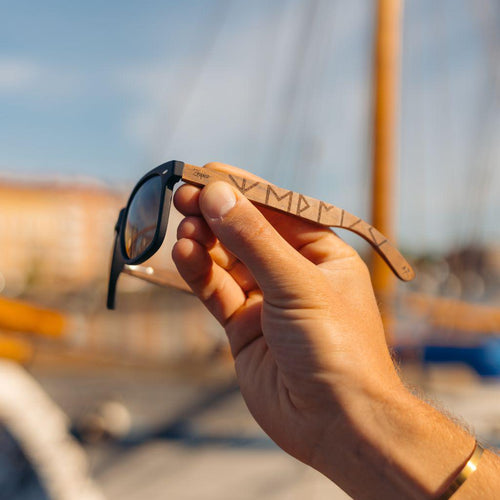 Load image into Gallery viewer, Eyewood | Engraved wooden sunglasses - Viking Runes-4
