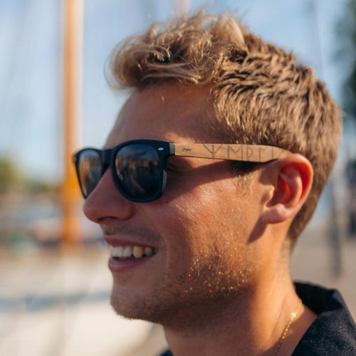 Load image into Gallery viewer, Eyewood | Engraved wooden sunglasses - Viking Runes-3
