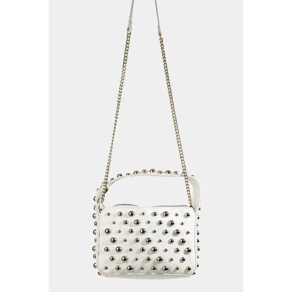 Fame Ball Studded Square Handbag: A Statement of Elegance