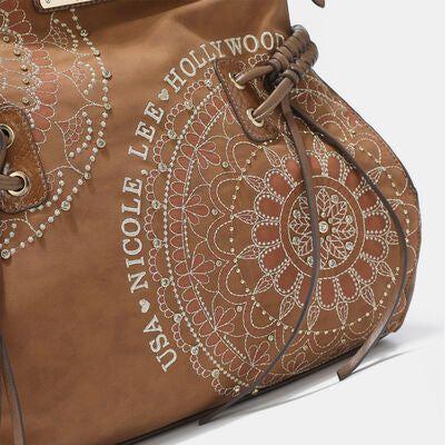 Nicole Lee USA Side Braided Tassel Inlaid Rhinestone Embroidery Hobo