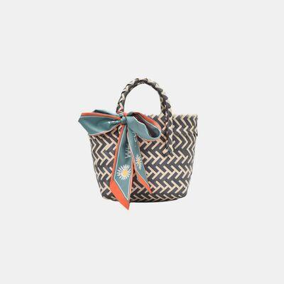 Load image into Gallery viewer, Contrast Woven Handbag with Ribbon
