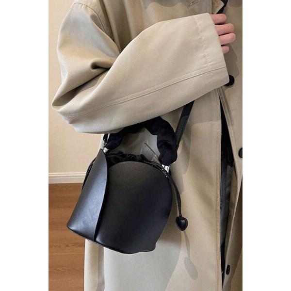 Designer Handbag: PU Leather Drawstring Bucket Bag