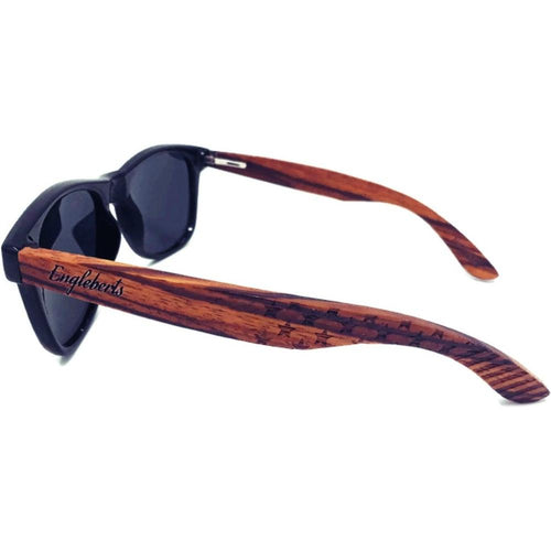 Load image into Gallery viewer, Zebrawood Sunglasses, Stars and Bars, Polarized, Handcrafted
