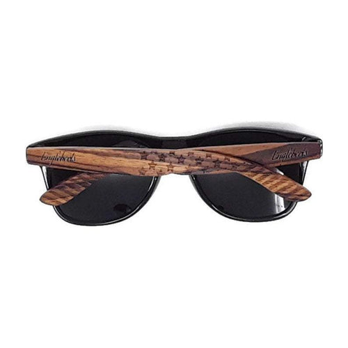 Load image into Gallery viewer, Zebrawood Sunglasses, Stars and Bars, Polarized, Handcrafted
