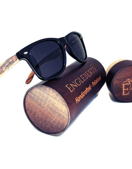 Zebrawood Sunglasses, Stars and Bars With Wooden Case, Polarized,