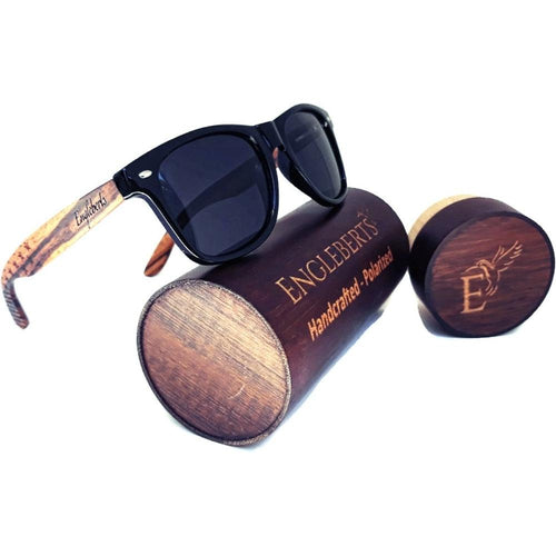 Load image into Gallery viewer, Zebrawood Sunglasses, Stars and Bars With Wooden Case, Polarized,
