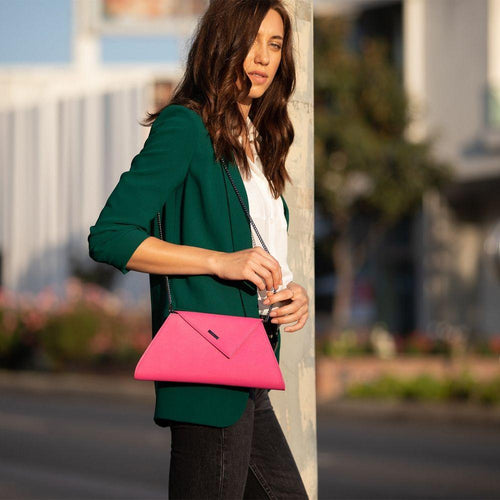 Load image into Gallery viewer, Angelica Hot Pink Leather Clutch Bag
