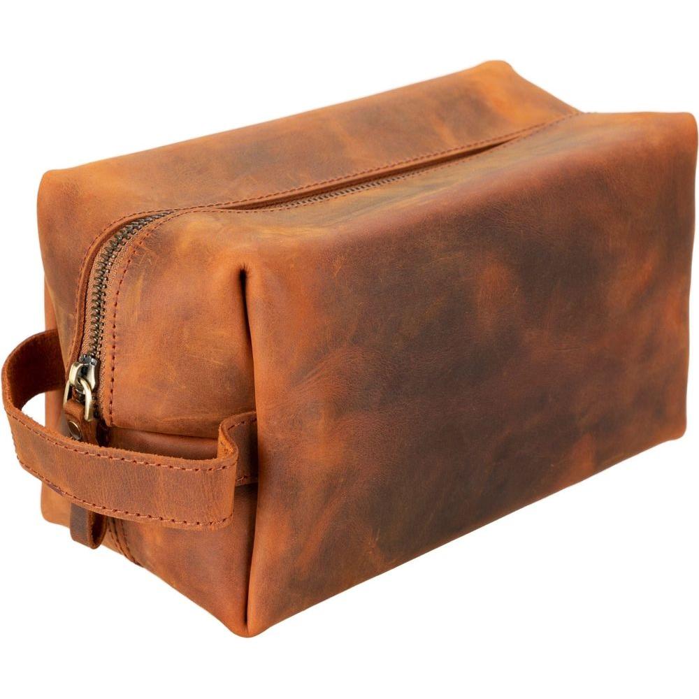 Oswego Men's Leather Dopp Kit & Small Travel Handbag-65