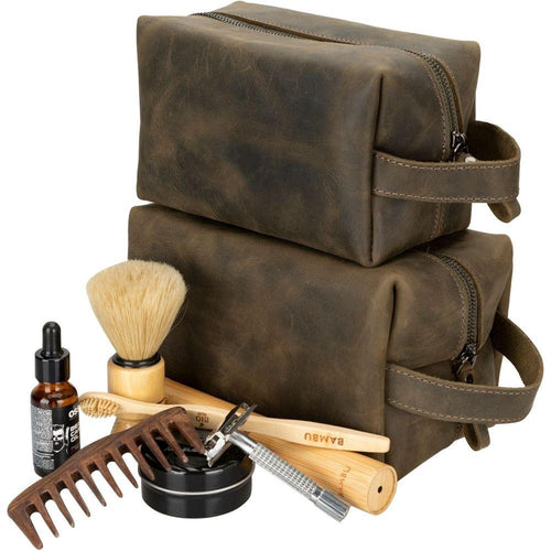 Load image into Gallery viewer, Oswego Men&#39;s Leather Dopp Kit &amp; Small Travel Handbag-72
