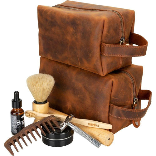 Load image into Gallery viewer, Oswego Men&#39;s Leather Dopp Kit &amp; Small Travel Handbag-47
