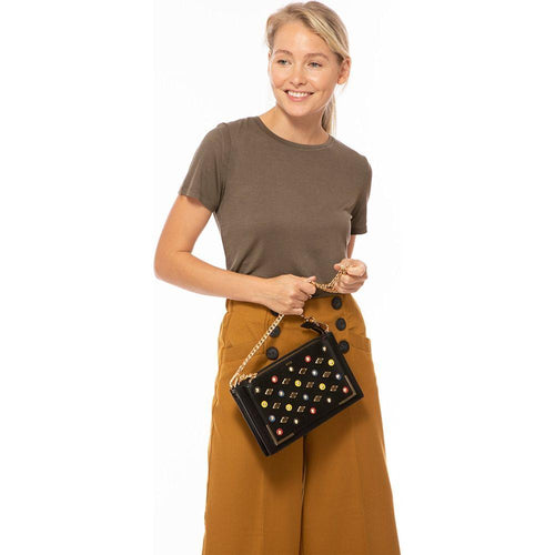 Load image into Gallery viewer, The Stylish Austin Black Studded Crossbody Clutch
