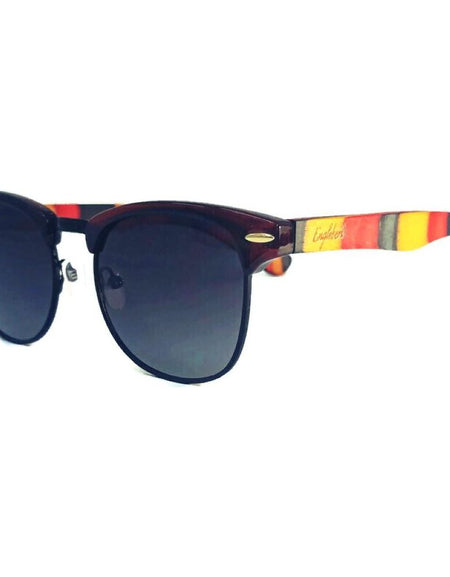 Coral Multi-Colored Skateboard Wood Sunglasses With Case, Gradient