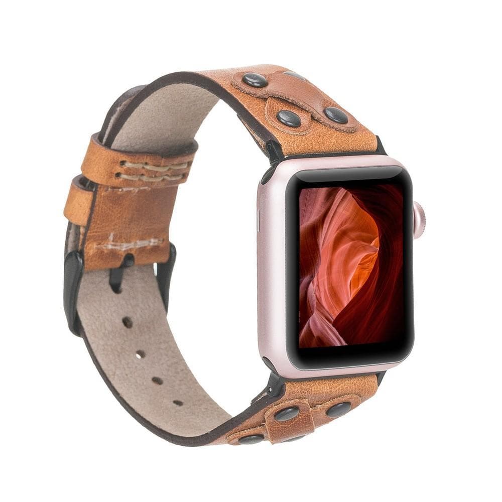 Cross Leather Apple Watch Band with Black Trok-9