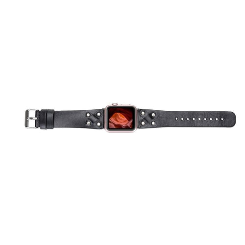 Load image into Gallery viewer, Cross Leather Apple Watch Band with Silver Trok-3
