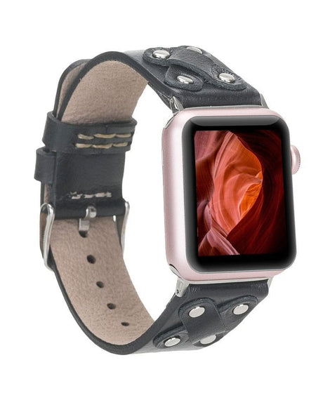Cross Leather Apple Watch Band with Silver Trok-1