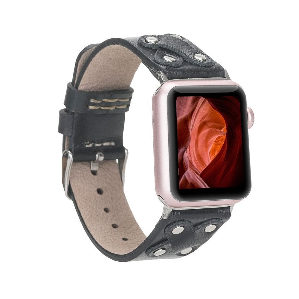 Cross Leather Apple Watch Band with Silver Trok-1
