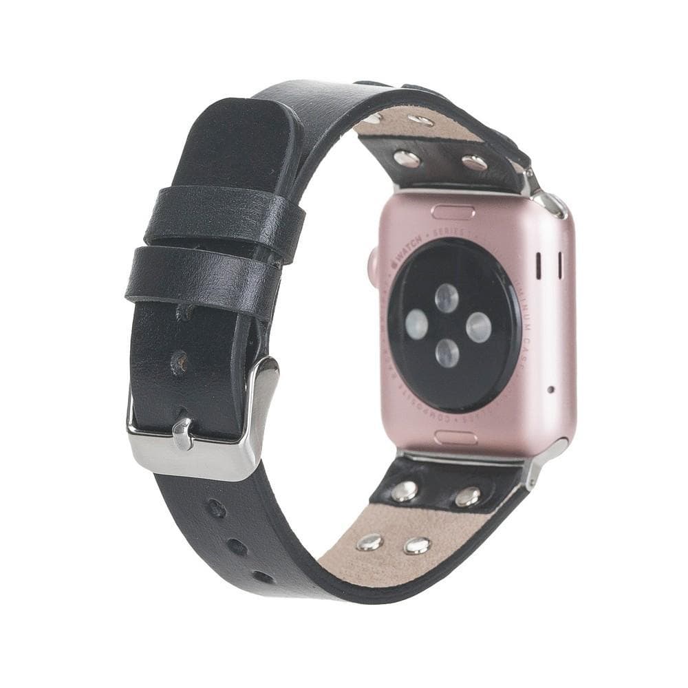 Cross Leather Apple Watch Band with Silver Trok-2