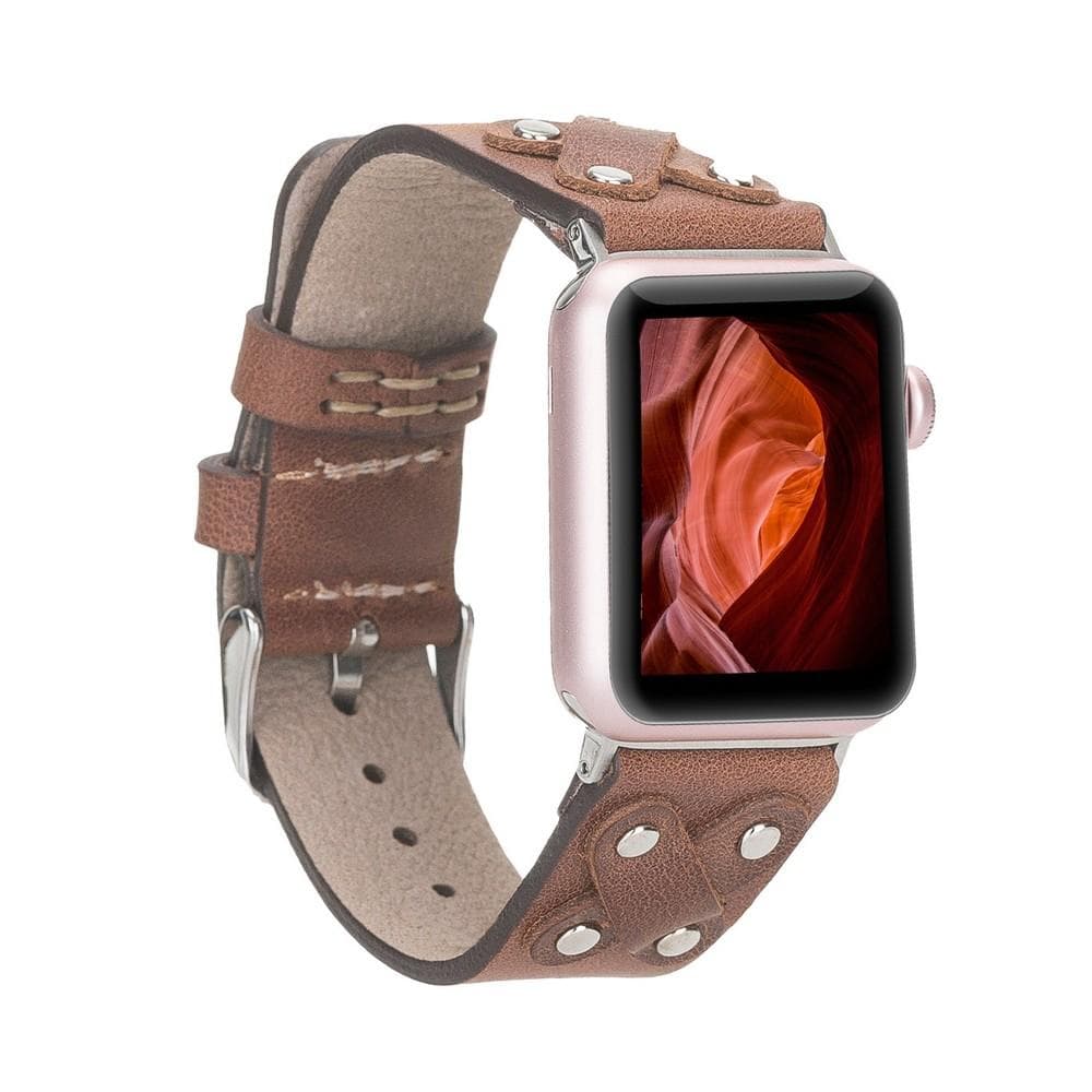 Cross Leather Apple Watch Band with Silver Trok-7