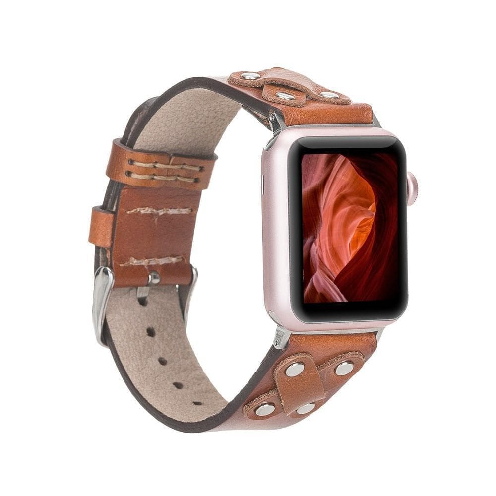 Cross Leather Apple Watch Band with Silver Trok-5