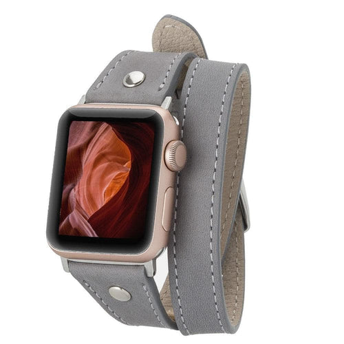 Load image into Gallery viewer, Hector Double Tour Leather Apple Watch Band with Silver Trok-8
