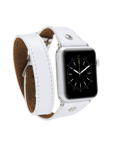 Hector Double Tour Leather Apple Watch Band with Silver Trok-0