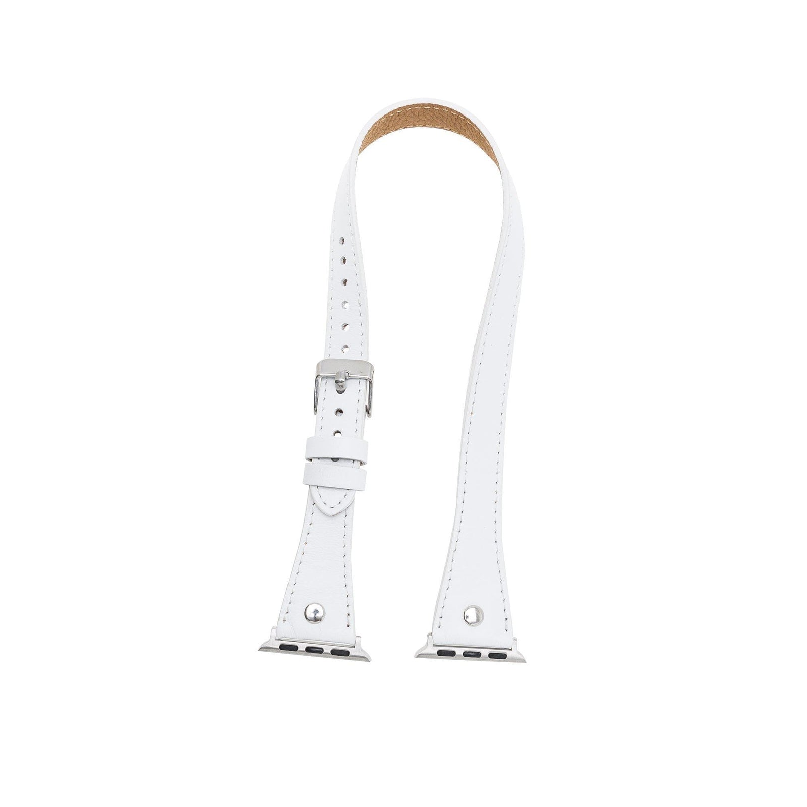 Hector Double Tour Leather Apple Watch Band with Silver Trok-2