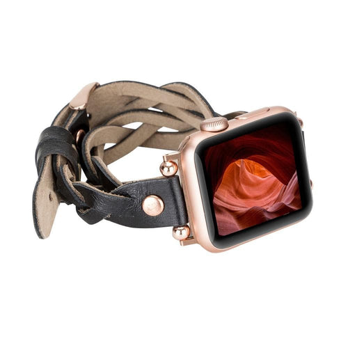 Load image into Gallery viewer, Peggy Ferro Braided Double Tour Rose Gold Trok Style Genuine Leather Apple Watch Band-8
