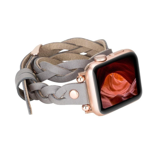 Load image into Gallery viewer, Peggy Ferro Braided Double Tour Rose Gold Trok Style Genuine Leather Apple Watch Band-10
