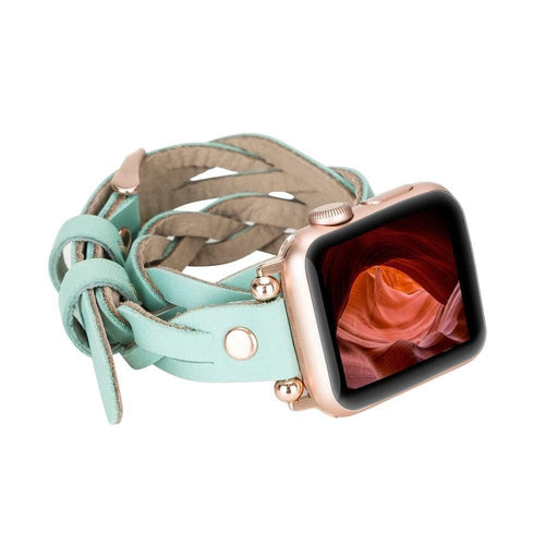 Load image into Gallery viewer, Peggy Ferro Braided Double Tour Rose Gold Trok Style Genuine Leather Apple Watch Band-0
