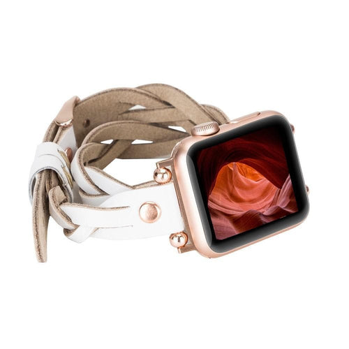 Load image into Gallery viewer, Peggy Ferro Braided Double Tour Rose Gold Trok Style Genuine Leather Apple Watch Band-6
